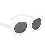 Retro Ovale Sonnenbrille,Brille Kostüm Männer Frauen Brille Mode Weiß Sonnenbrille Oval 100 % UV-Schutz Trendige Sonnenbrille Stark Und Langlebig Beliebt für Frauen Männer Teenager Mädchen Junge
