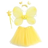 SOIMISS Mädchen Fee Kostüm Set mit Schmetterling Flügel Tutu Zauberstab Und Stirnband Party Leistung Kleid bis