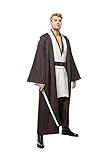 Herren-Jedi-Kostüm für Erwachsene, Mittelalter-Outfit, Halloween-Tunika, mit Kapuze, komplettes Set, weiß, L