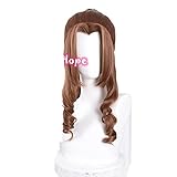 Aerith Gainsborough Cosplay Final Fantasy Cosplay Women 80cm Long Curly Brown Wig Cosplay Anime Heat Resistant Synthetic Wigs