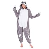 Spooktacular Creations Unisex Erwachsene Faultier Kostüm Schlafanzug Jumpsuit, Plüsch Onesie Pyjama für Damen Herren (Medium)