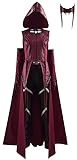 Faonny Damen Wanda Maximoff Cosplay Outfit Scarlet Witch Kostüm Carnival Suit Roter Umhang Kompletten Set für Halloween (Small, Rot(ohne Schuhe))