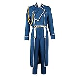 WSTCCOS Fullmetal Alchemist Roy Mustang Riza Maes Cosplay Kostüm Erwachsene Top Hose Blau Uniform Herren Damen Outfit