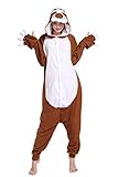 wotogold Tier Faultier Pyjamas Sloth Unisex Erwachsene Cosplay Kostüme mit Augenbraue Braun L