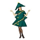 Smiffys, Damen Weihnachtsbaum Kostüm, Tunika, Hut und Lametta, Größe: One Size, 28265, Grün