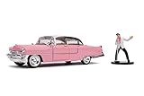 Jada Toys 253255012 Elvis Presley Cadillac Fleetwood, 1955, Auto, Spielzeugauto aus Die-cast, öffnende Türen, Kofferraum & Motorhaube, inkl. Elvis Figur, Maßstab 1:24, rosa