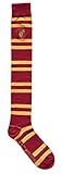 Harry Potter Gryffindor gestreifte Juniors/Damen Overknee-Socken mit gesticktem Wappen, Rot/Ausflug, einfarbig (Getaway Solids), 36.5-43 EU