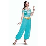 Disney Offizielles Premium Jasmin Kostüm Erwachsene, Prinzessin Kostüm Damen, Jasmin Kostum Frauen Aladin Kostum Damen Faschingskostume Aladdin Karneval Kleid Outfit M