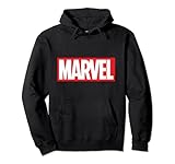 Marvel Classic Distressed Logo Hooded Sweatshirt Pullover Hoodie, Langarm