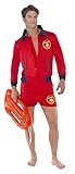 Smiffys 20587L Herren Baywatch Rettungsschwimmer Kostüm, Oberteil und kurze Hose, Größe: L, 20587, Rot