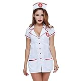 chenyesun Reizwäsche Sexy Damen Krankenschwester Cosplay Party Tiefer V-Ausschnitt Nachtwäsche Nachtwäsche Nurse Kostüm Pflegeuniformen Kostüm Nachthemd Dessous