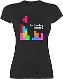 Shirt Damen - Nerd Geschenke - Tetris in Loving Memory - XL - Schwarz - 90er Jahre t Shirt Damen - L191