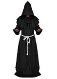 chuangminghangqi Mönch Robe Prister Gewand Mittelalter - Kostüm Renaissance Priester Robe Halloween Cosplay (XL, Schwarz)