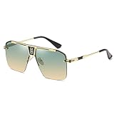 SHEEN KELLY Retro Übergroße Sonnenbrille für Männer Frauen Square Rimless Sonnenbrille Flat Top Sonnenbrille Vintage