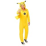 Amscan - Erwachsenenkostüm Pikachu, Fleece-Jumpsuit mit Kapuze, Pokemon, Motto-Party, Karneval