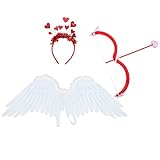 GALPADA Cupid Kostüm Set Angel Wings& Cupid Bow& Love Hairband Halloween Weihnachten Valentinstag Party Cosplay für Mädchen Jungen Frauen Kinder Erwachsener