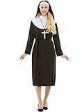 Funidelia | Nonne Kostüm für Damen Größe XS  Religion, Nun, Sister Act, Berufe - Farben: Schwarz, Zubehör für Kostüm - Lustige Kostüme für Deine Partys