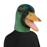 PARTYGEARS Halloween Grüne Ente Maske Latex Tier Vollkopfmaske für Erwachsene Party Cosplay Kostüm Maske