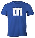 MoonWorks Herren T-Shirt Gruppen-Kostüm M Aufdruck Kostüm Fasching Karneval Verkleidung Männer Fun-Shirt blau XL