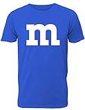 Lustiges Fasching & Karneval Männer Gruppen T-Shirt mit M Aufdruck in bunten Farben m & m und m für Herren in blau