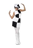 Smiffys 21142L Damen 60er Partygirl Kostüm, Kleid und Mütze, Größe: L, 21142, Schwarz & Weiß