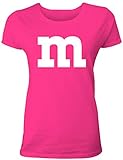 Lustiges Fasching & Karneval Frauen Gruppen T-Shirt mit M Aufdruck in bunten Farben m & m und m für Damen in pink