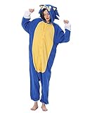 Relaxo Kostüm Sonic Onesie Jumpsuit Tier Relax Kostuem Igel Damen Herren Pyjama Fasching Halloween Schlafanzug Cosplay Erwachsene Karneval Einteiler XL