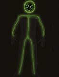 Generique - Strichmännchen-Kostüm für Erwachsene LED-Funktion Fasching schwarz-grün