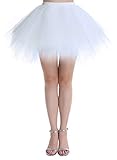 Dressystar DSP0005 Minirock Kurz Unterrock Tutu Unregelmäßig Tüll Damen Mädchen Ballettrock Multi-Schichten Weiß L