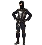 24costumes S.W.A.T Polizei Sondereinsatz Kostüm | Riesen-Set inkl. u.a. Gürtel, Maske, Knie- & Ellbogenprotekto: Größe: 140