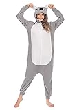 Männer Frauen Unisex Kigurumi Koala Halloween Kostüm Anime Tier Cosplay Hoodie Onesie Pyjamas Karikatur Partei Halloween Nachtwäsche Schlafanzug, Lty54grey, S(146cm-159cm)