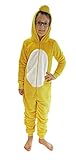 Kinder Karnevalskostüm Unisex Jumpsuit Overall Onesie Schlafanzug in tollen Tier Motiven, Größe:164, Farbe:Küken