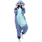 Regenboghorn Kostüm Stitch Onesie Jumpsuit Tier Relax Kostuem Damen Herren Pyjama Fasching Halloween Schlafanzug Cosplay Erwachsene Karneval Einteiler (as3, Alpha, m, Regular, Regular, Blau)