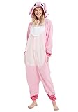 Relaxo Kostüm Stitch Onesie Jumpsuit Tier Relax Kostuem Damen Herren Pyjama Fasching Halloween Schlafanzug Cosplay Erwachsene Karneval Einteiler Pink S