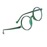 Brille Blaulichtfilter Ohne Sehstärke Ohne Sehstärke Vintage Nerdbrille Retro Klare Linse Gaming Blaufilter Brillenfassung mit Brillenetuis Green