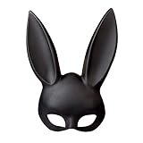 JYCRA Hasenmaske, schwarze Maskenmaske, Hasen-Augenmaske mit Ohren, Hasen-Maske für Halloween, Party, Cosplay, Verkleidung, Requisiten Ball, Ostern, Karneval