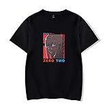jiminhope Unisex Darling in The FRANXX Anime T-Shirt Sommer Top Paar T-Shirt Zero Two Ichigo Miku IKUNO Bedruckter Pullover Loose O-Neck Top