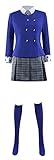 Yanny Damen Mädchen Heathers Cosplay Kostüm Veronica Sawyer Uniform Halloween Skirt Outfit Komplettset (M, Blau)
