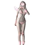 Frauen Sexy Dessous Set Furry Bunny Cosplay Kostüm Japanische Anime Micro Bikini Rosa BH und Panty Lolita Unterwäsche, rose, One size