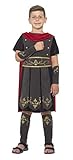 Smiffys 45477T - Kinder Jungen Römischer Soldat Kostüm, Tunika, Umhang, Arm und Bein Stulpen, Alter: 12+ Jahre, schwarz