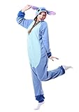 Relaxo Kostüm Stitch Onesie Jumpsuit Tier Relax Kostuem Damen Herren Pyjama Fasching Halloween Schlafanzug Cosplay Erwachsene Karneval Einteiler Blue S