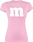 Shirt Damen - Karneval & Fasching - Gruppen mm Aufdruck - m&m Fasching m und m Karneval m & m Buchstabe Faschingskostüm Gruppe - XL - Rosa - kostüm Damen t-Shirt - L191