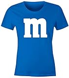 MoonWorks Damen T-Shirt Gruppen-Kostüm M Aufdruck Kostüm Fasching Karneval Verkleidung blau M