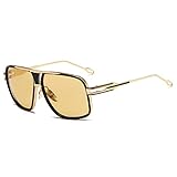 kimorn Sonnenbrille für Herren Retro Goggle Metallrahmen Classic Eyewear AE0336 (Gold/Gelb, 62)