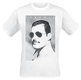 Queen Freddie Mercury - Sunglasses Männer T-Shirt weiß L 100% Baumwolle Band-Merch, Bands
