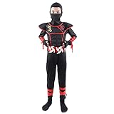 Sincere Party 9St Krieger Ninja Kostüm für Unisex Kinder, Ninja verkleiden sich Rollenspiel Outfit mit Zubehör 7-9 Jahre