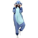 ZKomoL Pyjamas Onesies Cosplay Erwachsene Unisex Tiere Halloween Kostüm Kleid Loungewear, Tigermuster, Medium… (Blau Stich, M)