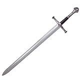 LOOYAR Middle Ages Medieval PU Foam Two Handed Sword Toy Great Sword Weapon Toy for Knight Soldier Warrior Costume Battle Play Halloween Cosplay LARP Silver?