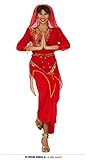 FIESTAS GUIRCA Rot goldenes Bauchtanz Kostüm Damen – Bollywood Star Kostüm Fastnacht - Größe M 38 – 40 - Arabische Prinzessin Kostüm Damen inkl. Bauchtanz Hüfttuch - Karneval, Faschingskostüme Damen