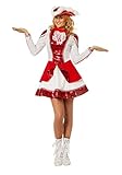 Tanzmariechen Kleid Garde für Kinder rot/weiß mit Pailletten ohne Hut Gr. 36